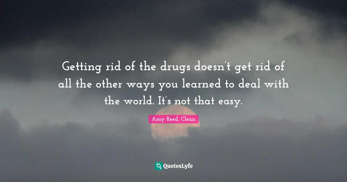 Getting rid of the drugs doesn’t get rid of all the other ways you learned to deal with the world. It’s not that easy.