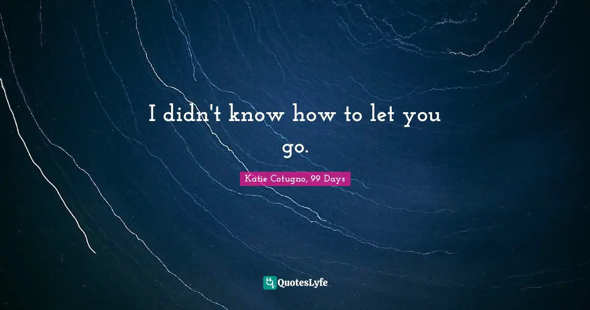 I didn't know how to let you go.