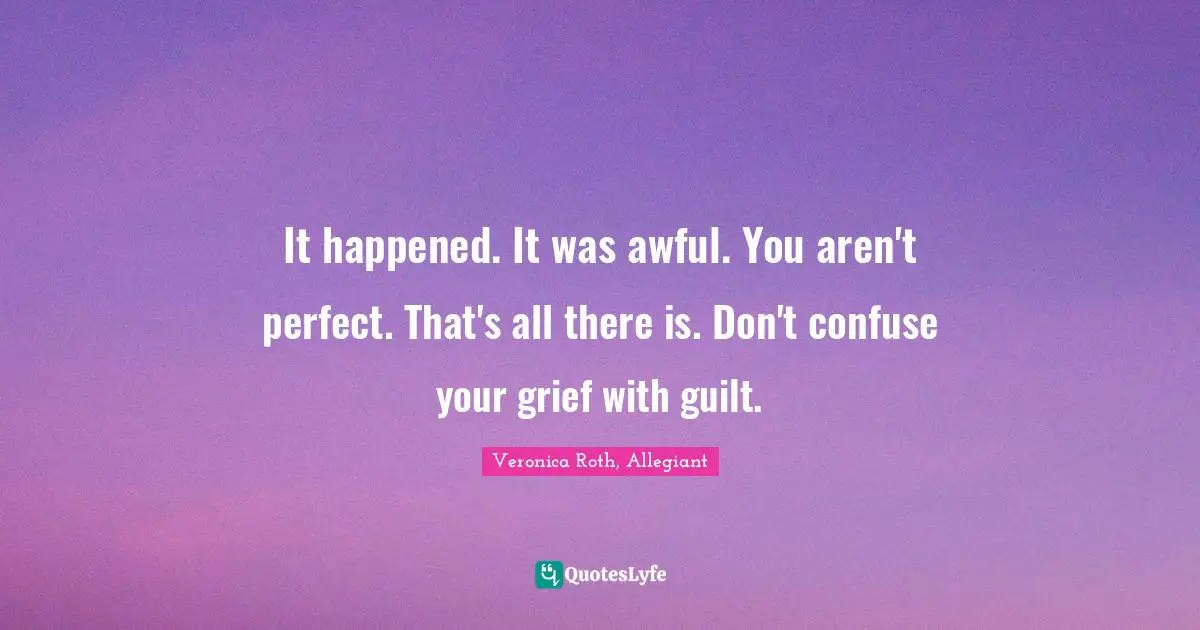 It happened. It was awful. You aren't perfect. That's all there is. Don't confuse your grief with guilt.