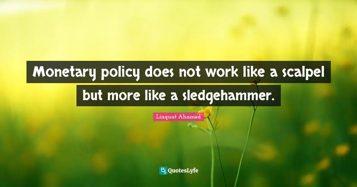 Monetary policy does not work like a scalpel but more like a sledgehammer.