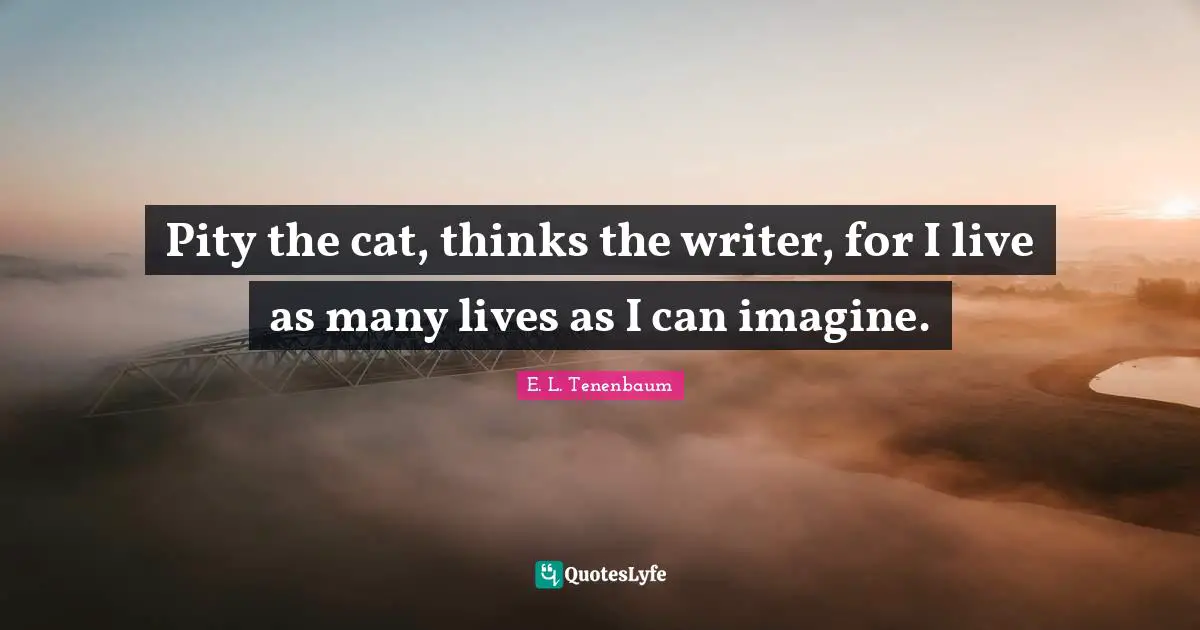 Pity the cat, thinks the writer, for I live as many lives as I can imagine.