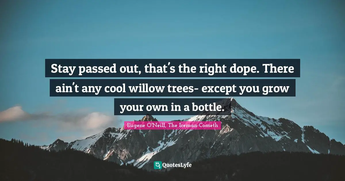 Stay passed out, that's the right dope. There ain't any cool willow trees- except you grow your own in a bottle.