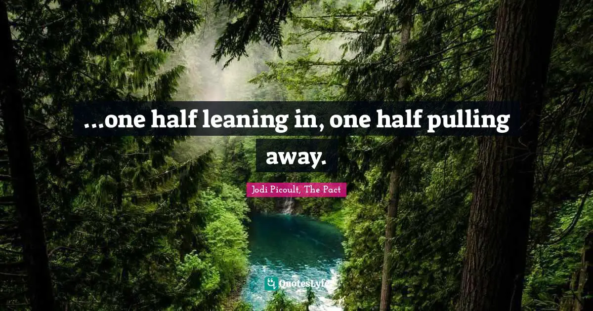 ...one half leaning in, one half pulling away.