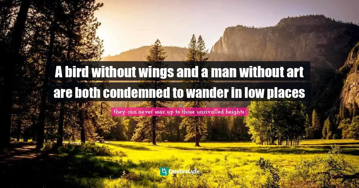 A bird without wings and a man without art are both condemned to wander in low places