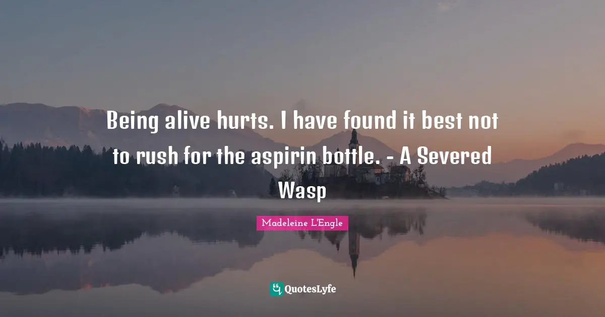 Being alive hurts. I have found it best not to rush for the aspirin bottle. - A Severed Wasp