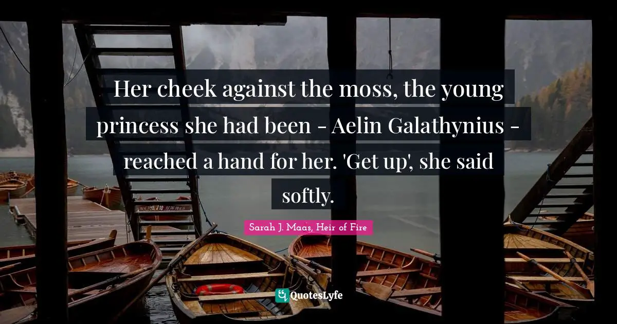 Her cheek against the moss, the young princess she had been - Aelin Galathynius - reached a hand for her. 'Get up', she said softly.