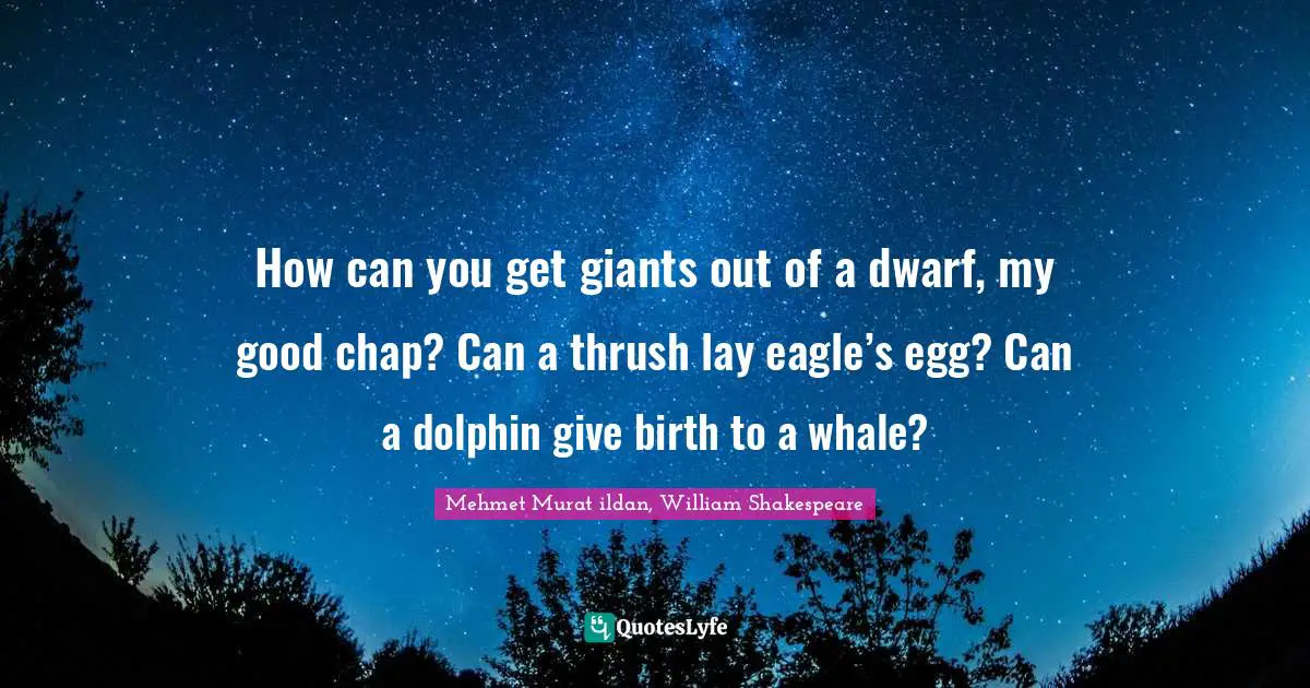 Mehmet Murat ildan, William Shakespeare Quotes: How can you get giants out of a dwarf, my good chap? Can a thrush lay eagle’s egg? Can a dolphin give birth to a whale?