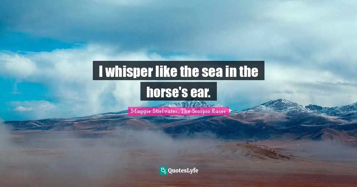 I whisper like the sea in the horse's ear.
