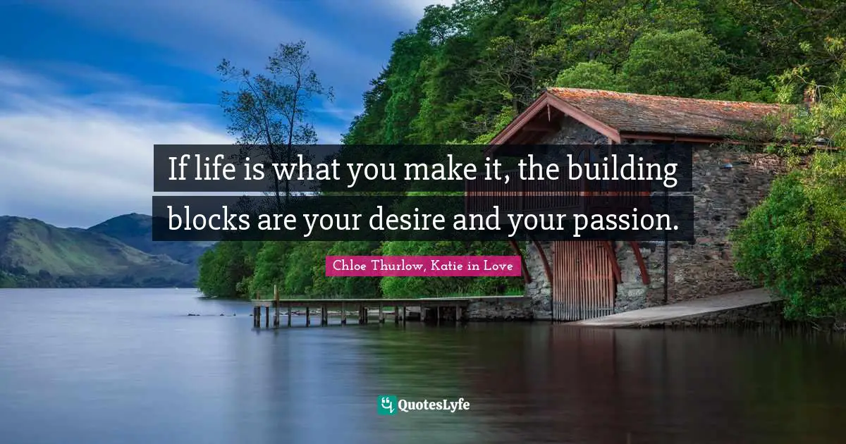 If life is what you make it, the building blocks are your desire and your passion.