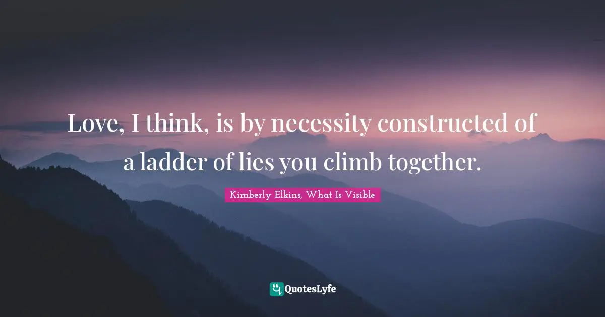 Love, I think, is by necessity constructed of a ladder of lies you climb together.