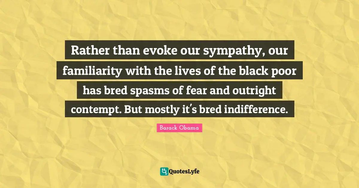 Rather than evoke our sympathy, our familiarity with the lives of the black poor has bred spasms of fear and outright contempt. But mostly it's bred indifference.
