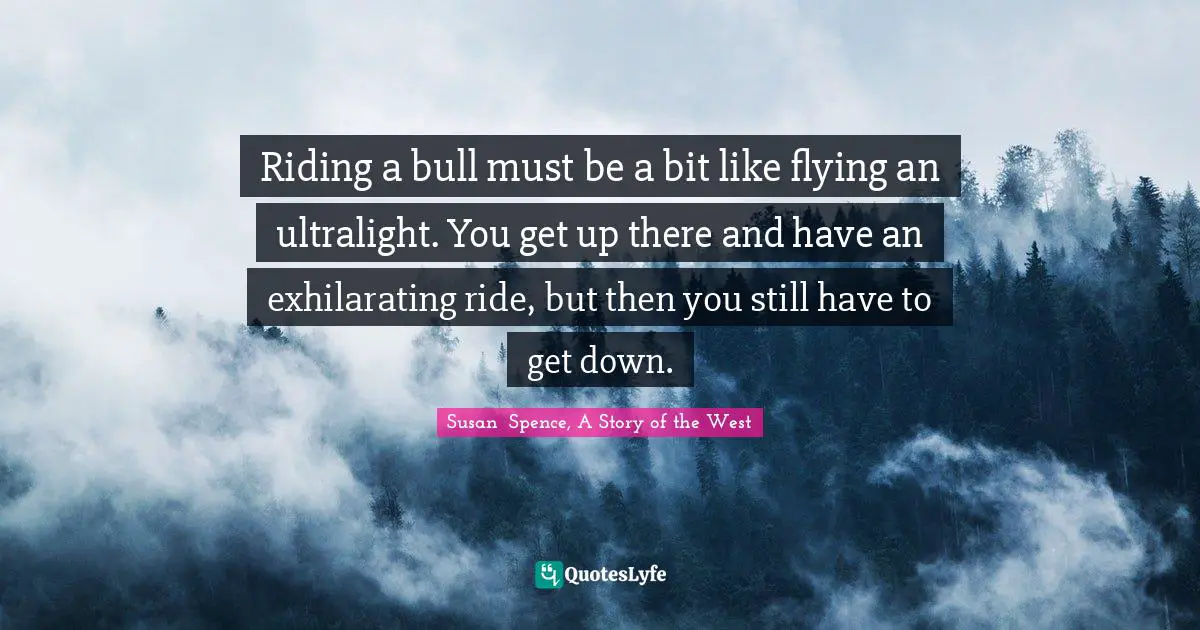 Riding a bull must be a bit like flying an ultralight. You get up there and have an exhilarating ride, but then you still have to get down.