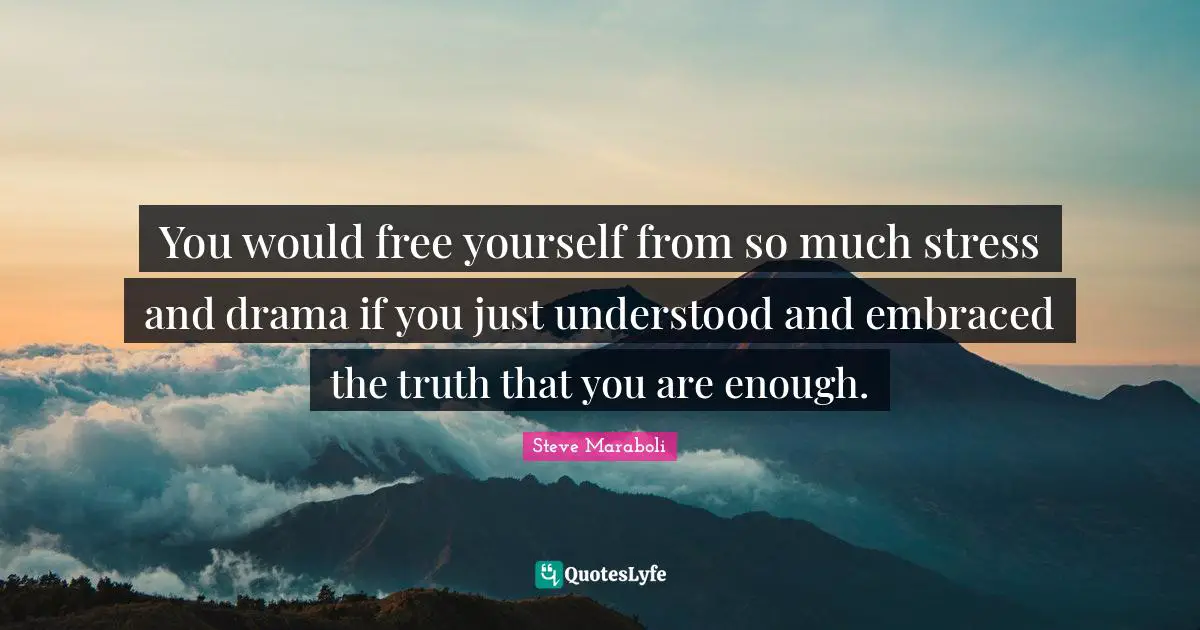 You would free yourself from so much stress and drama if you just understood and embraced the truth that you are enough.