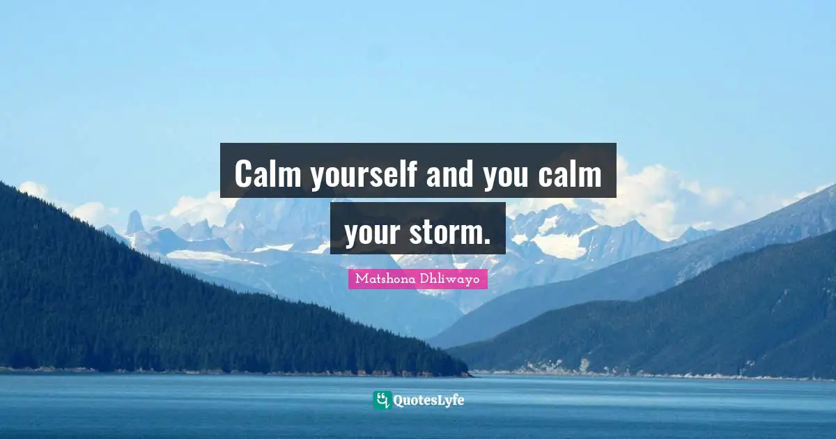 Matshona Dhliwayo Quotes: Calm yourself and you calm your storm.