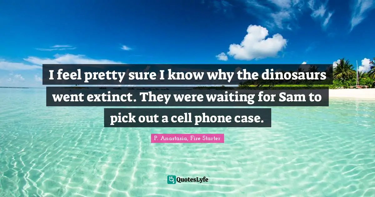I feel pretty sure I know why the dinosaurs went extinct. They were waiting for Sam to pick out a cell phone case.