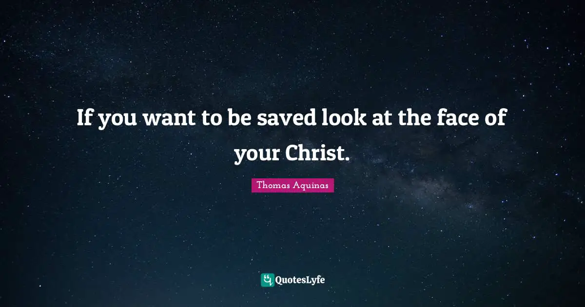 If you want to be saved look at the face of your Christ.