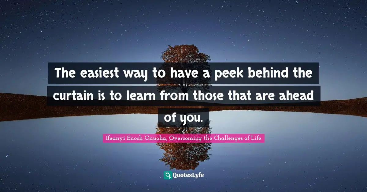 The easiest way to have a peek behind the curtain is to learn from those that are ahead of you.