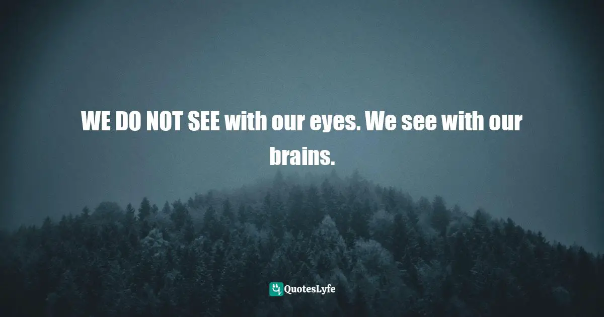 WE DO NOT SEE with our eyes. We see with our brains.
