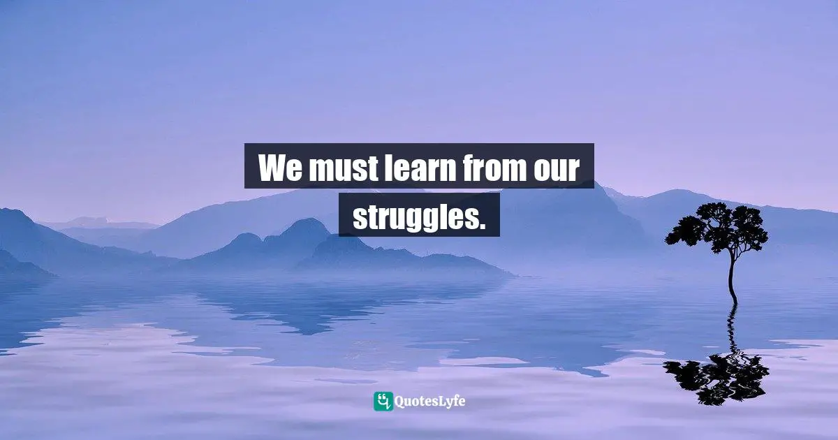 Struggles Quotes: "We must learn from our struggles."