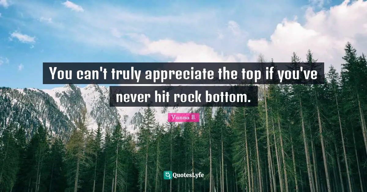 You can't truly appreciate the top if you've never hit rock bottom.