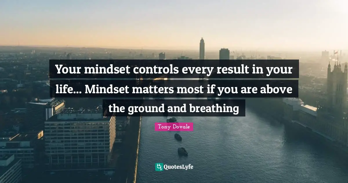 Tony Dovale Quotes: Your mindset controls every result in your life... Mindset matters most if you are above the ground and breathing