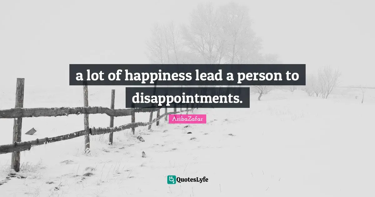 a lot of happiness lead a person to disappointments.
