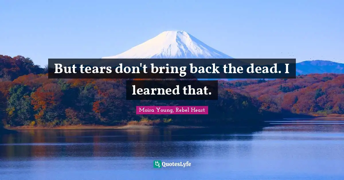 But tears don't bring back the dead. I learned that.