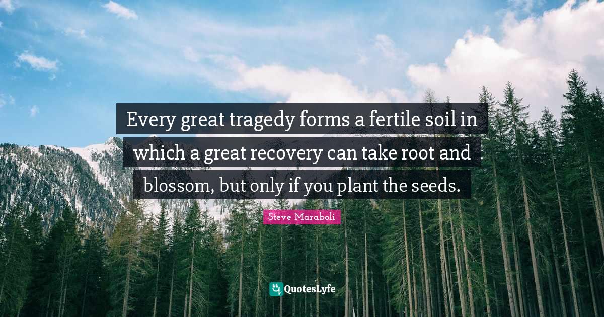 Every great tragedy forms a fertile soil in which a great recovery can