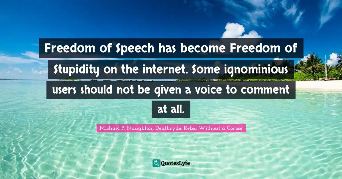 Freedom of Speech has become Freedom of Stupidity on the internet. Some ignominious users should not be given a voice to comment at all.