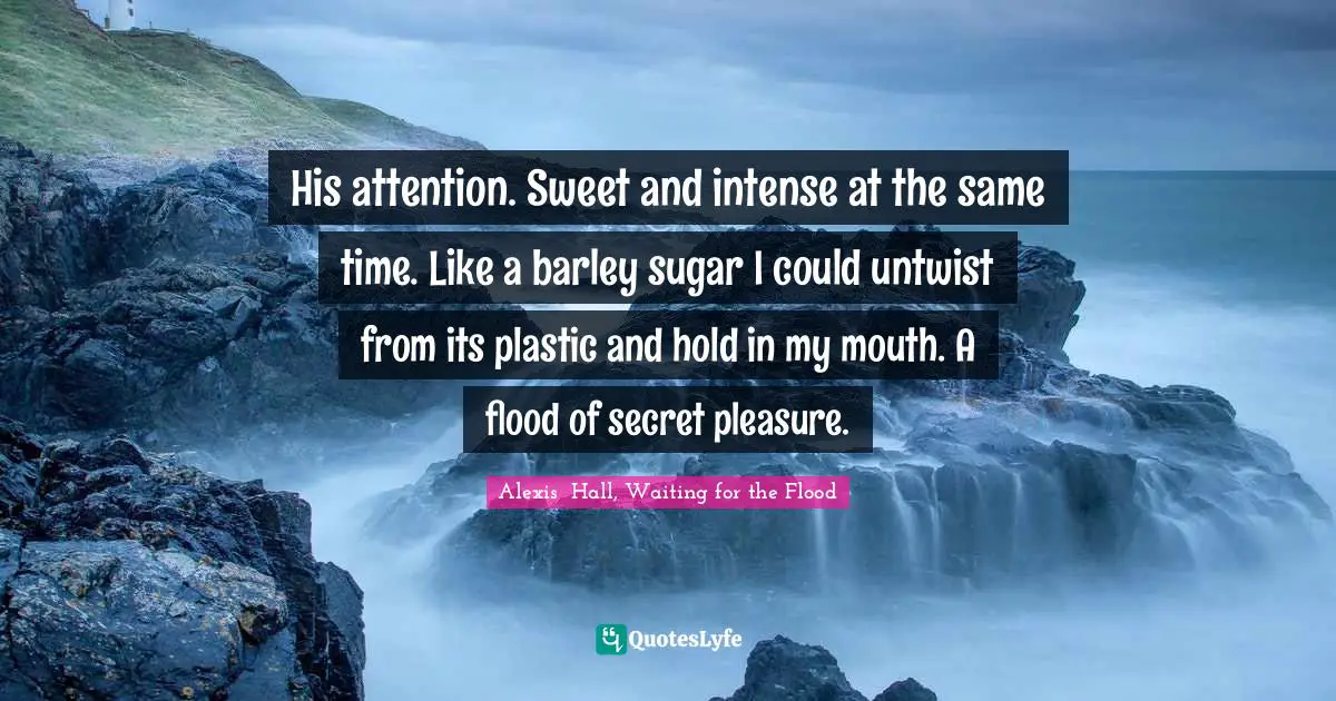 His attention. Sweet and intense at the same time. Like a barley sugar I could untwist from its plastic and hold in my mouth. A flood of secret pleasure.