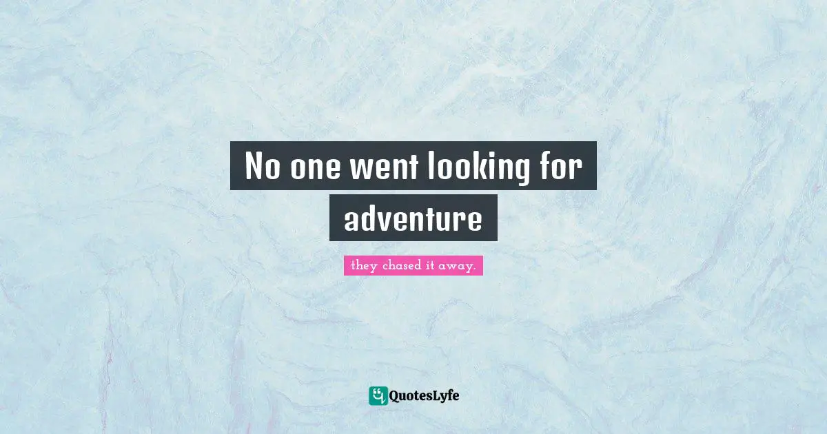 No one went looking for adventure