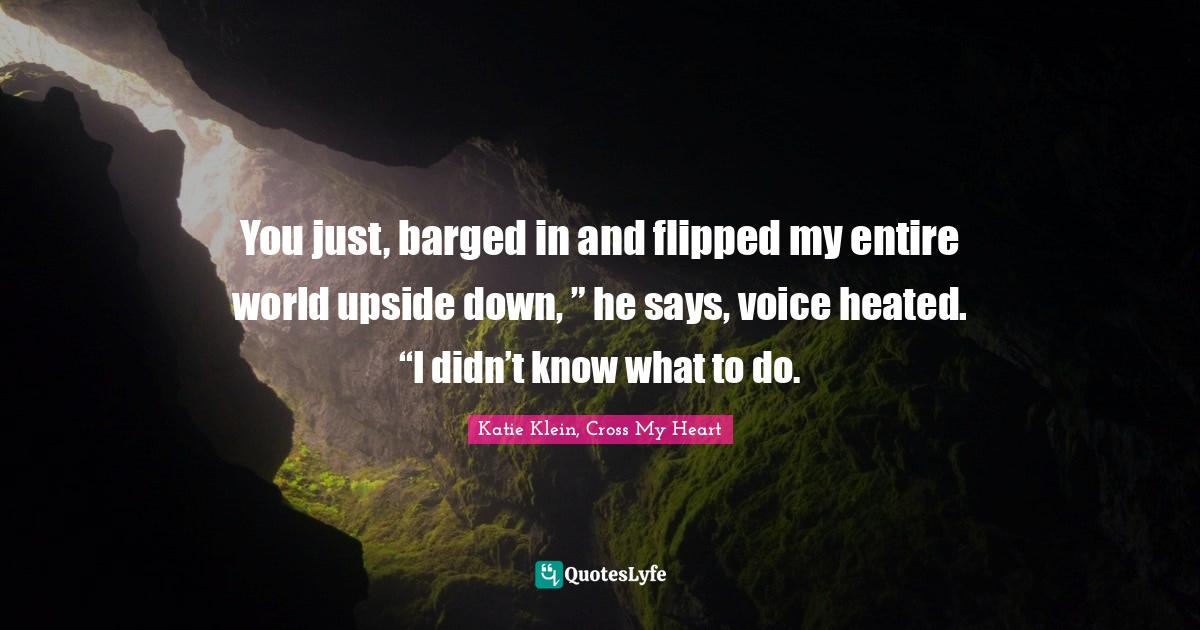 You just, barged in and flipped my entire world upside down, ” he sa... Quote by Katie Klein