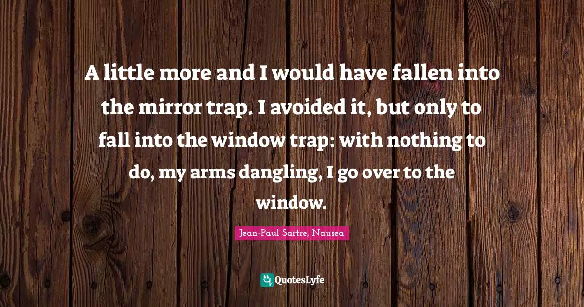 A little more and I would have fallen into the mirror trap. I avoided it, but only to fall into the window trap: with nothing to do, my arms dangling, I go over to the window.