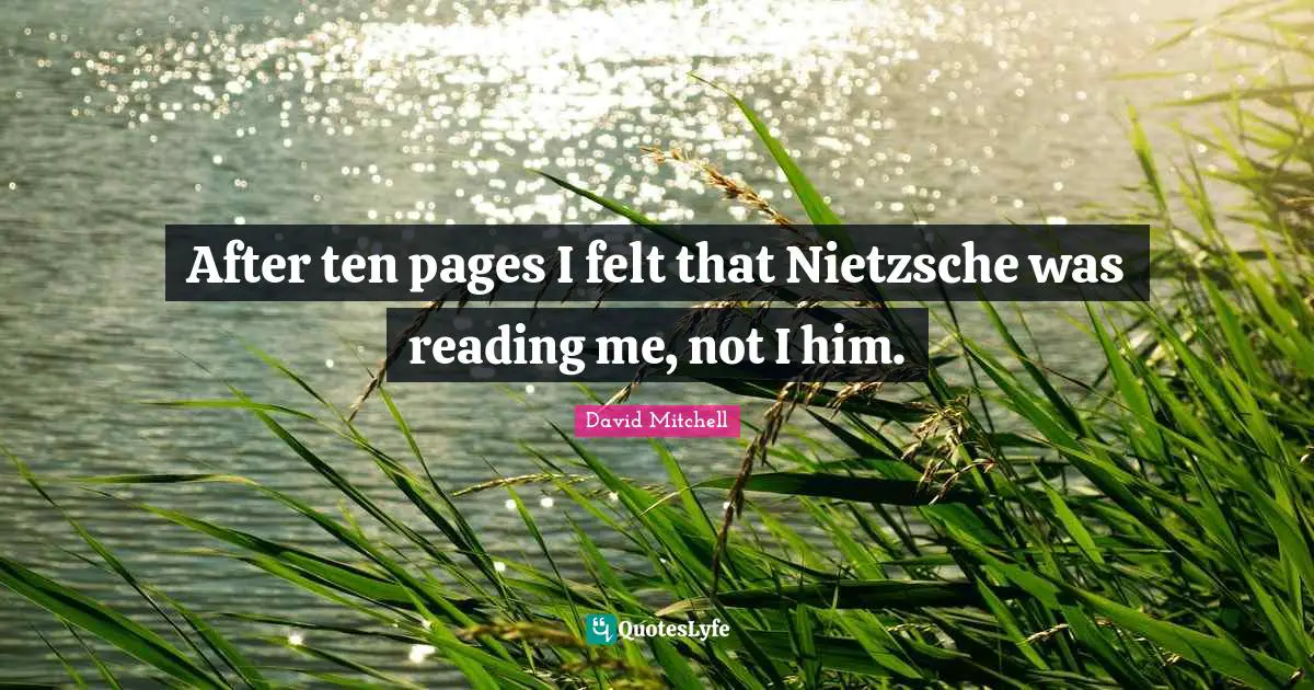 After ten pages I felt that Nietzsche was reading me, not I him.