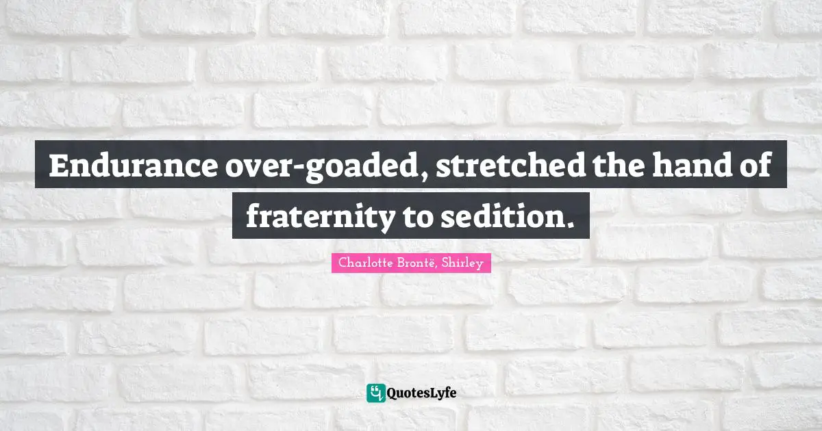 Endurance over-goaded, stretched the hand of fraternity to sedition.