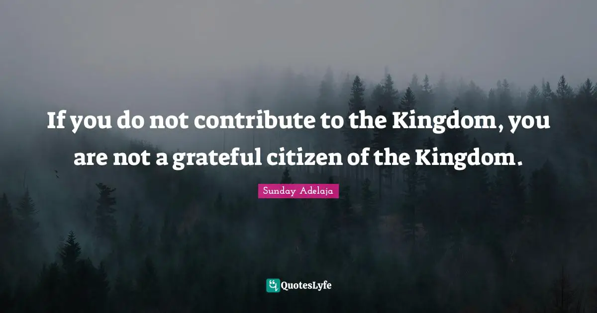 If you do not contribute to the Kingdom, you are not a grateful citizen of the Kingdom.