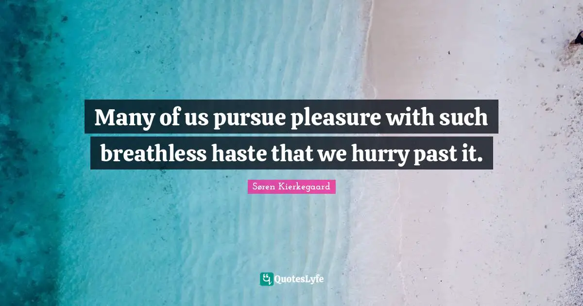 Many of us pursue pleasure with such breathless haste that we hurry past it.
