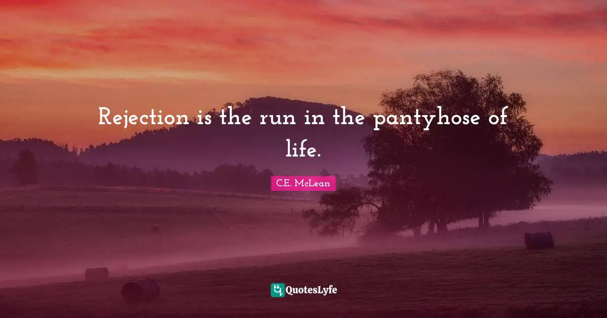 Rejection is the run in the pantyhose of life.