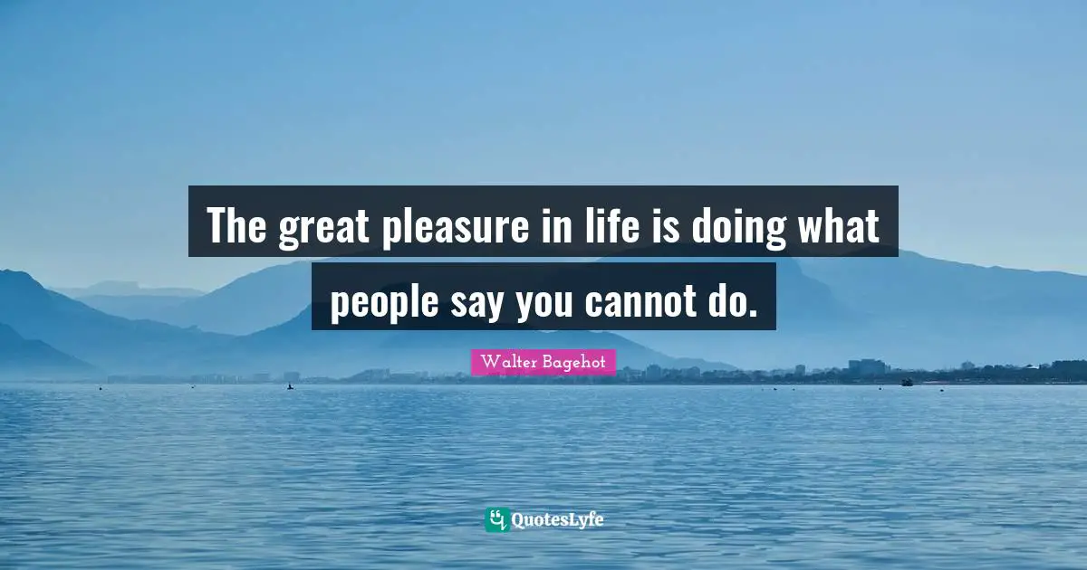 The great pleasure in life is doing what people say you cannot do.