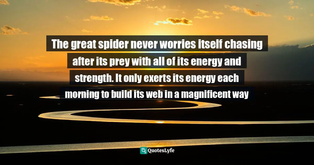 The great spider never worries itself chasing after its prey with all of its energy and strength. It only exerts its energy each morning to build its web in a magnificent way