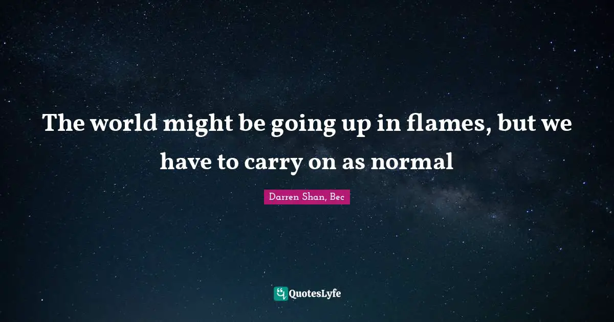 The world might be going up in flames, but we have to carry on as normal