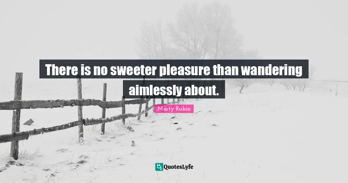 There is no sweeter pleasure than wandering aimlessly about.