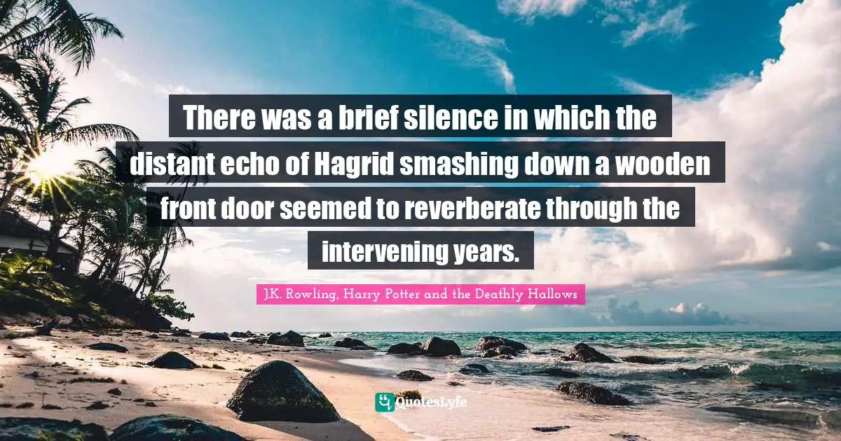 There was a brief silence in which the distant echo of Hagrid smashing down a wooden front door seemed to reverberate through the intervening years.