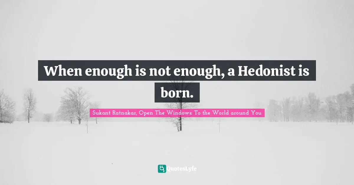 When enough is not enough, a Hedonist is born.