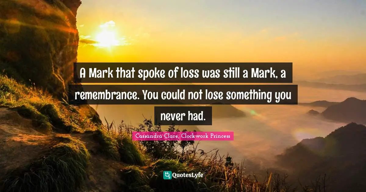 A Mark that spoke of loss was still a Mark, a remembrance. You could not lose something you never had.
