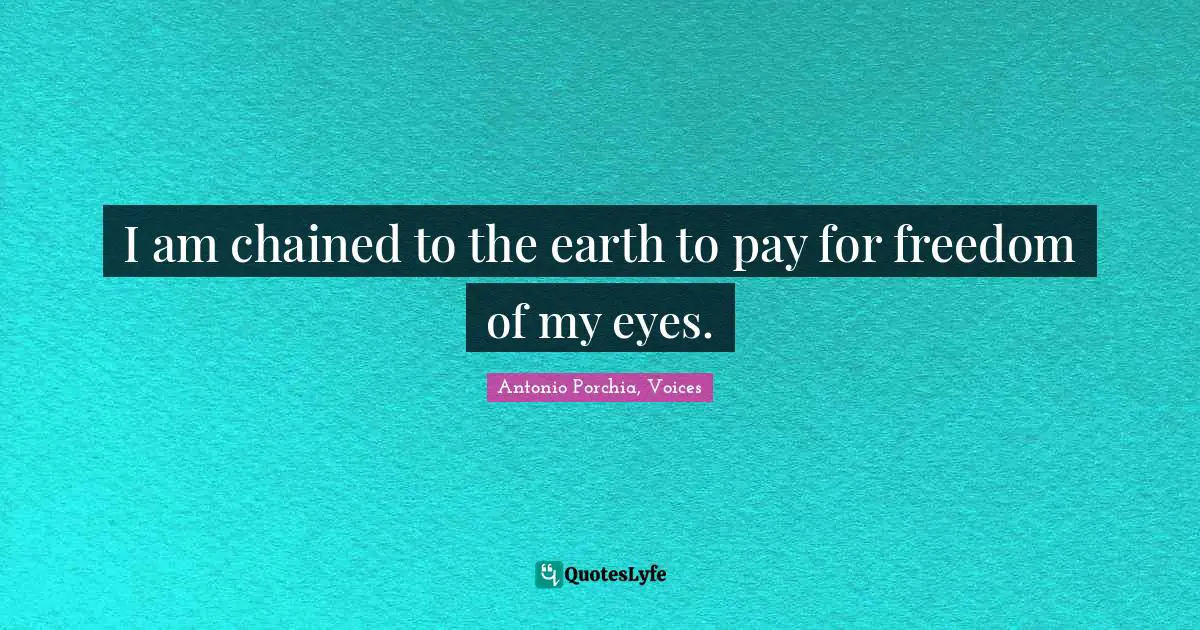 I am chained to the earth to pay for freedom of my eyes.