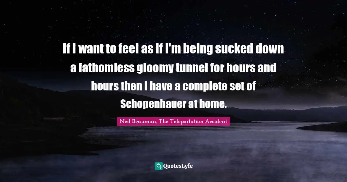 If I want to feel as if I'm being sucked down a fathomless gloomy tunnel for hours and hours then I have a complete set of Schopenhauer at home.