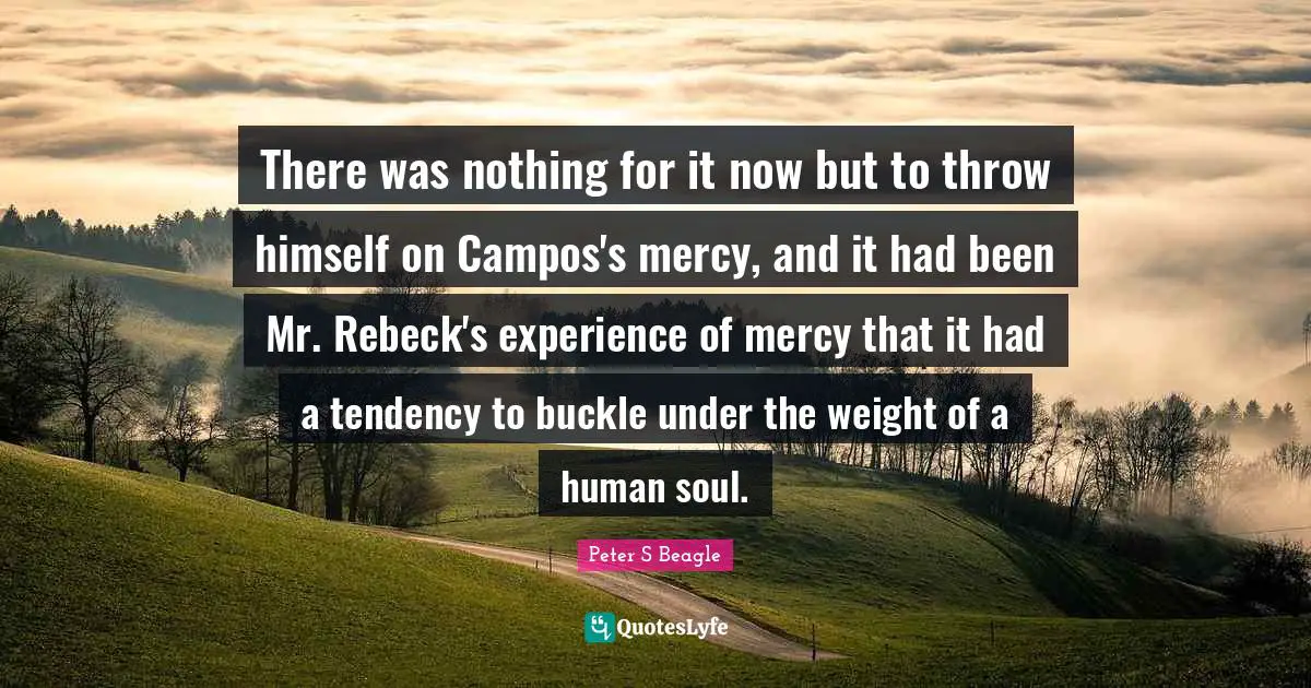 There was nothing for it now but to throw himself on Campos's mercy, and it had been Mr. Rebeck's experience of mercy that it had a tendency to buckle under the weight of a human soul.
