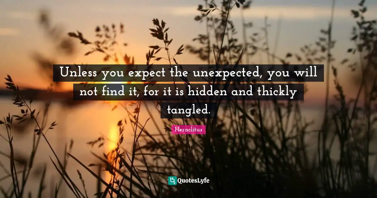 Unless you expect the unexpected, you will not find it, for it is hidden and thickly tangled.