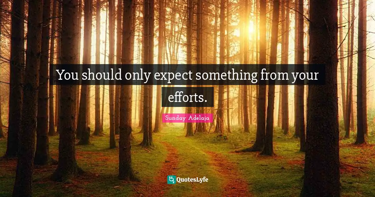 You should only expect something from your efforts.